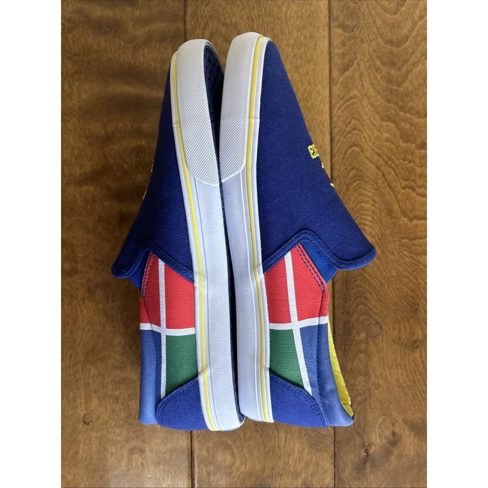 POLO RALPH LAUREN RL-93 Blue White Slip On Loafers Canvas Boat Shoes Mens Sz 6.5